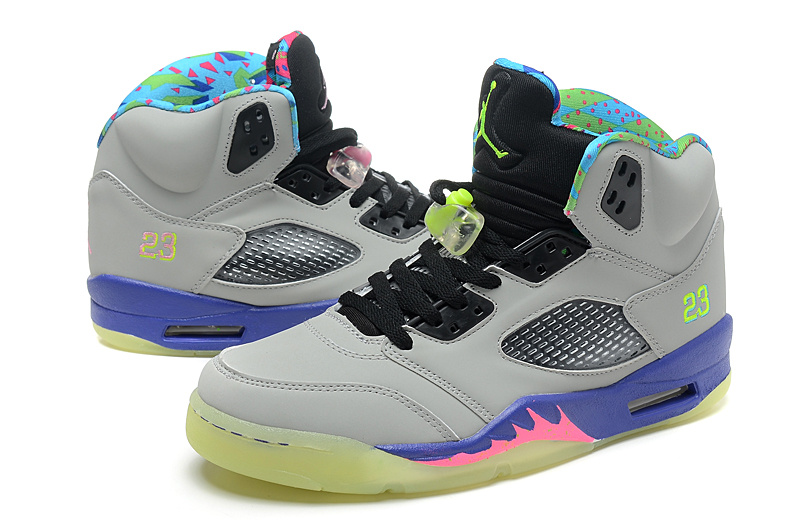 Air Jordan 5 Mens Shoes Black/Gray/Viole/Red Online